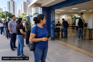 Eleitores adultos chegam a um local de votação no Distrito Federal