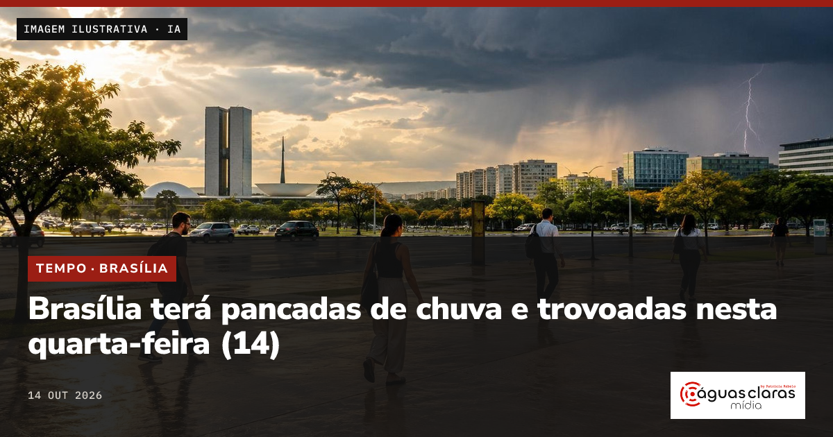 Brasília terá pancadas de chuva e trovoadas nesta quarta-feira (14)